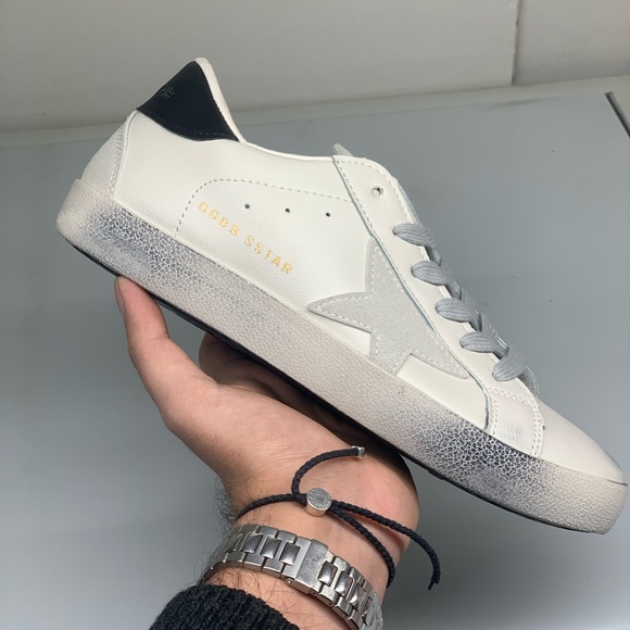 Women’s Distressed Sneaker with grey star detailing in white faux leather - Picture 8 of 13